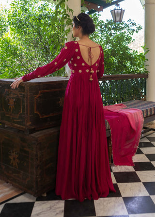 Ease-Magenta Pink Anarkali And Dupatta-INDIASPOPUP.COM