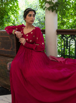 Ease-Magenta Pink Anarkali And Dupatta-INDIASPOPUP.COM