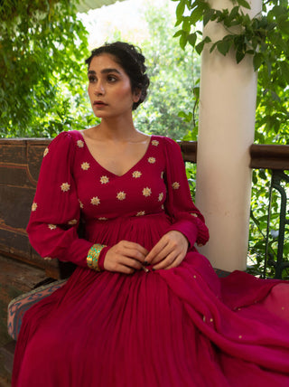Ease-Magenta Pink Anarkali And Dupatta-INDIASPOPUP.COM