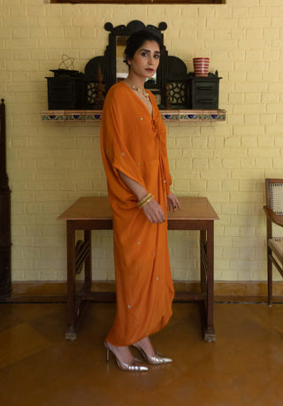 Ease-Orange Butti Kaftan-INDIASPOPUP.COM