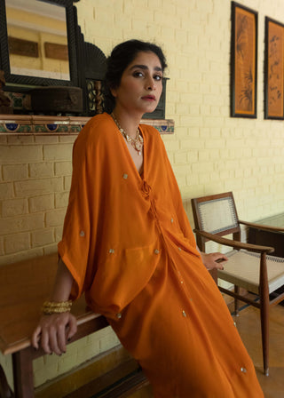 Ease-Orange Butti Kaftan-INDIASPOPUP.COM