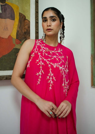 Ease-Rani Pink Poncho And Palazzo Set-INDIASPOPUP.COM