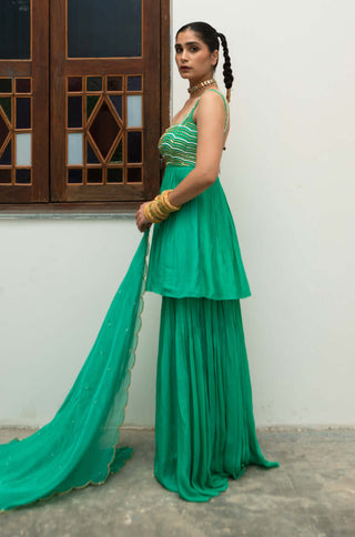 Ease-Turquoise Peplum Sharara Set-INDIASPOPUP.COM