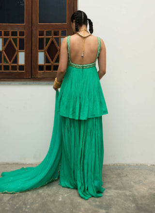 Ease-Turquoise Peplum Sharara Set-INDIASPOPUP.COM