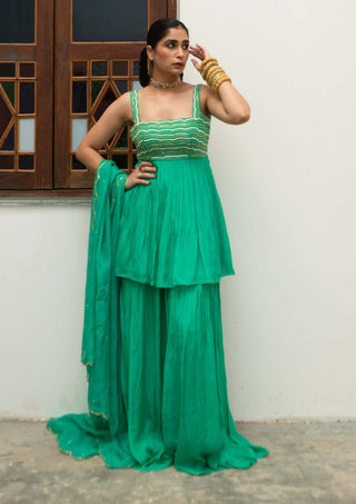 Ease-Turquoise Peplum Sharara Set-INDIASPOPUP.COM