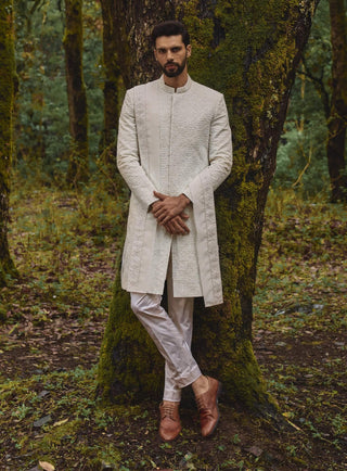Mosaic white sherwani set