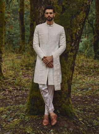 Mosaic white sherwani set