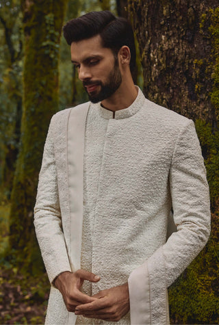 Mosaic white sherwani set
