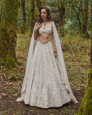 Aura white embroidered lehenga set