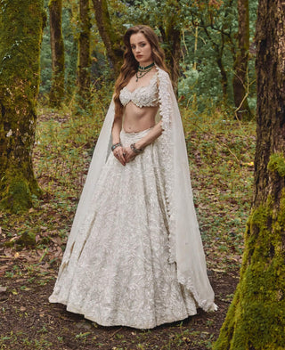 Aura white embroidered lehenga set