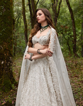 Aura white embroidered lehenga set