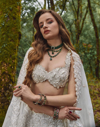 Aura white embroidered lehenga set