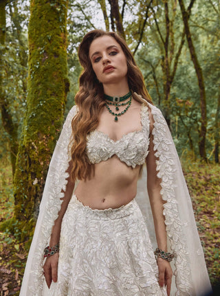 Aura white embroidered lehenga set