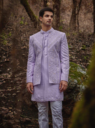 Wisteria lilac open jacket and kurta set