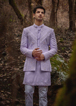 Wisteria lilac open jacket and kurta set