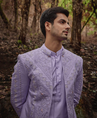 Wisteria lilac open jacket and kurta set