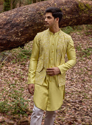 Mellow open vest and kurta set