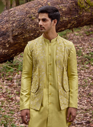 Mellow open vest and kurta set