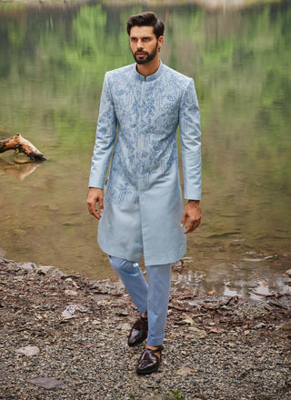 Mirage pastel blue sherwani and pants