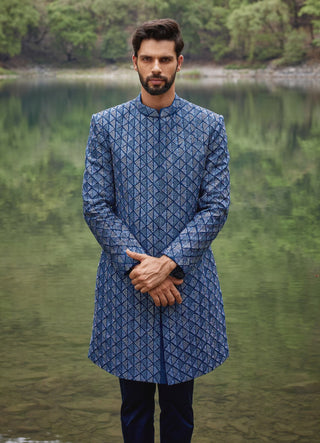 Carriben blue sherwani and pants