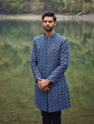 Carriben blue sherwani and pants