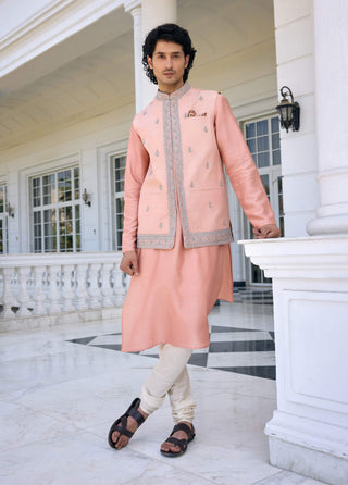 Zunaid pink bundi and pink kurta set