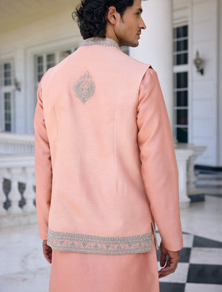 Zunaid pink bundi and pink kurta set