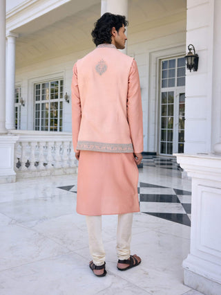 Zunaid pink bundi and pink kurta set