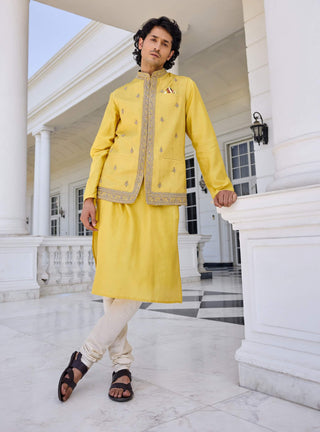 Zunaid yellow bundi and kurta set