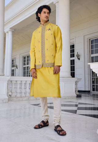 Zunaid yellow bundi and kurta set