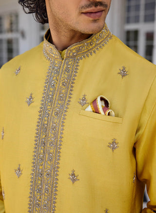 Zunaid yellow bundi and kurta set