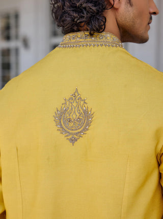 Zunaid yellow bundi and kurta set