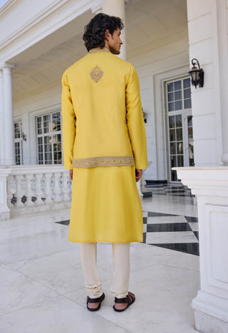 Zunaid yellow bundi and kurta set