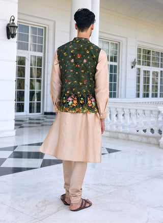 Rehyan army green bundi and kurta set