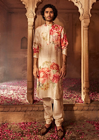 Yug Beige Kurta And Churidaar by Kalista Men, available on Indiaspopup.com
