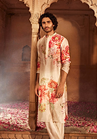 Yug Beige Kurta And Churidaar by Kalista Men, available on Indiaspopup.com