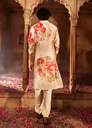 Yug Beige Kurta And Churidaar by Kalista Men, available on Indiaspopup.com