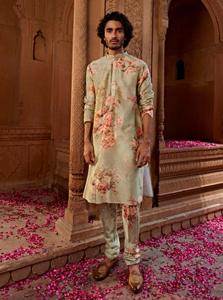 Arf Mint Green Kurta And Churidaar by Kalista Men, available on Indiaspopup.com