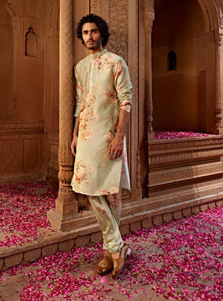 Arf Mint Green Kurta And Churidaar by Kalista Men, available on Indiaspopup.com