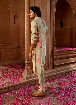 Arf Mint Green Kurta And Churidaar by Kalista Men, available on Indiaspopup.com