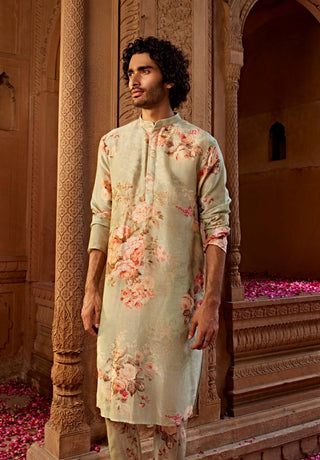 Arf Mint Green Kurta And Churidaar by Kalista Men, available on Indiaspopup.com