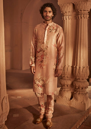 Abeer Blush Pink Kurta And Churidaar by Kalista Men, available on Indiaspopup.com