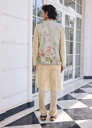 Kairav powder gray bundi and kurta set