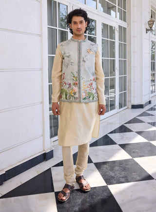 Kairav powder gray bundi and kurta set