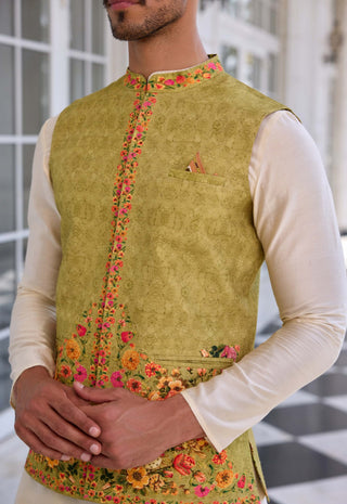Tahir light green bundi and kurta set