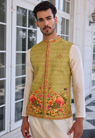Tahir light green bundi and kurta set