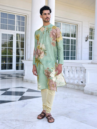 Ilyaz sage green kurta and churidar