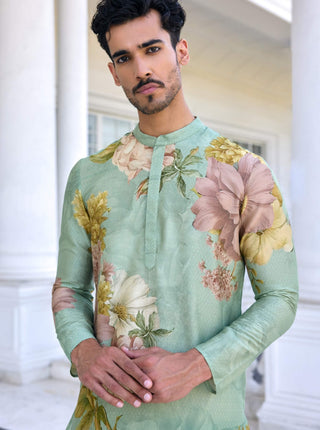 Ilyaz sage green kurta and churidar