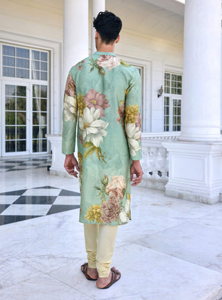 Ilyaz sage green kurta and churidar