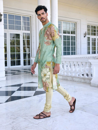 Ilyaz sage green kurta and churidar